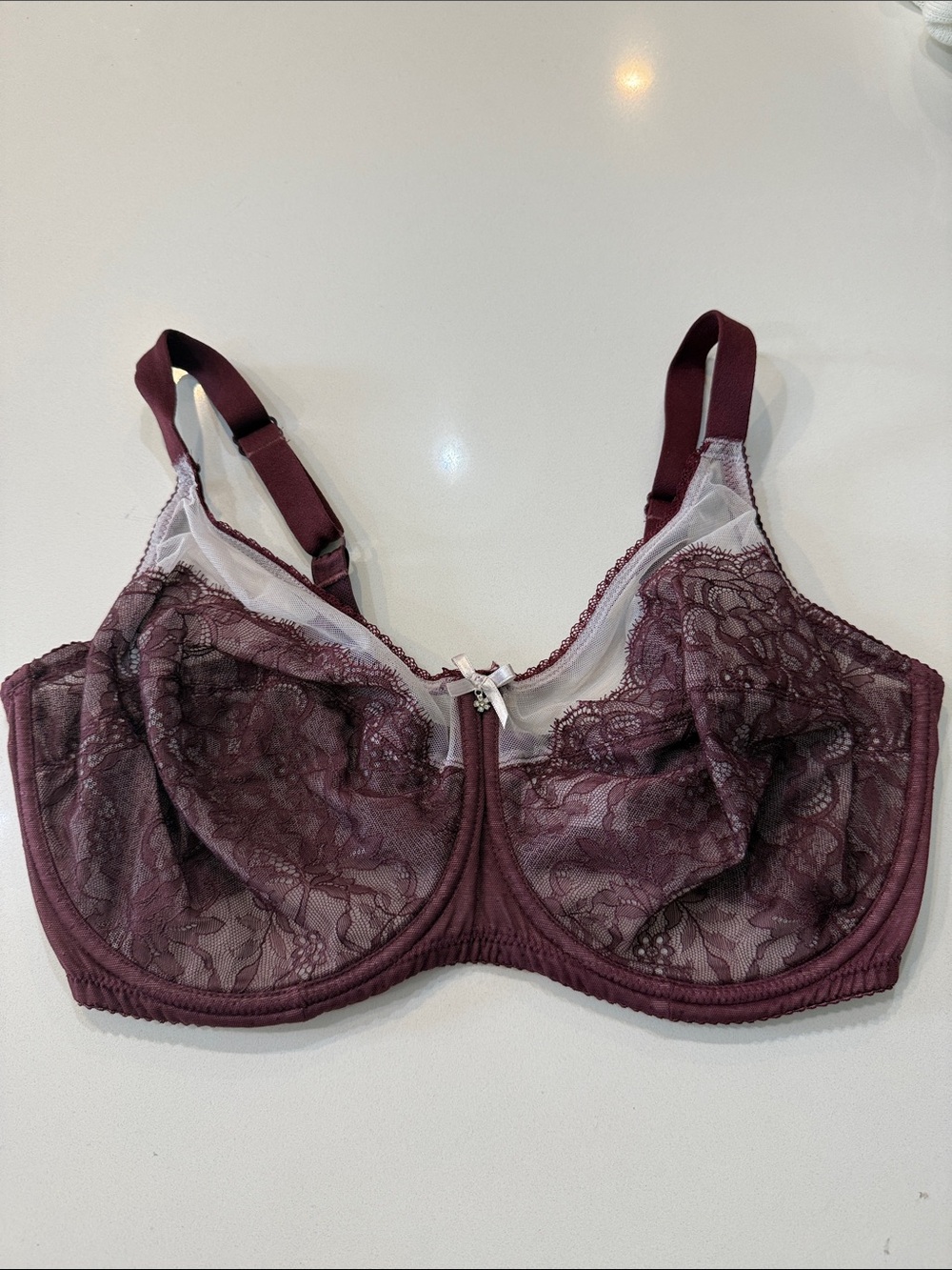 Wacoal Retro Chic Full Figure Underwire Bra Burgundy 38DDD Style 855186
